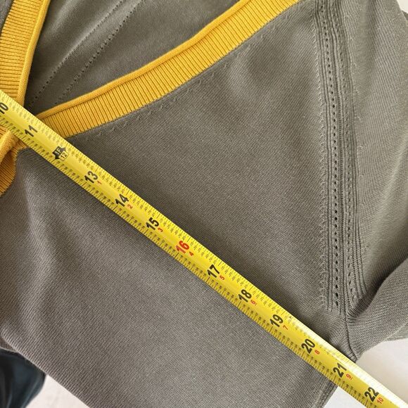 Talbots Sagebrush Olive Gold Tipped Girlfriend Cardigan Sweater Size Large - Picture 11 of 14